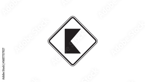 Sharp Left Turn Ahead Road Sign Graphic