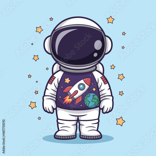 This captivating image showcases an astronaut in a stylish space suit, surrounded by stars and planets, embodying the theme of exploration, adventure, and the wonder of outer space.