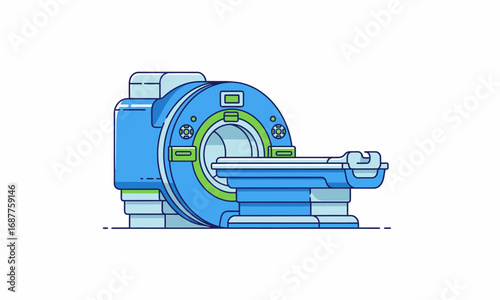 Outlined Illustration of a Modern MRI Machine.
