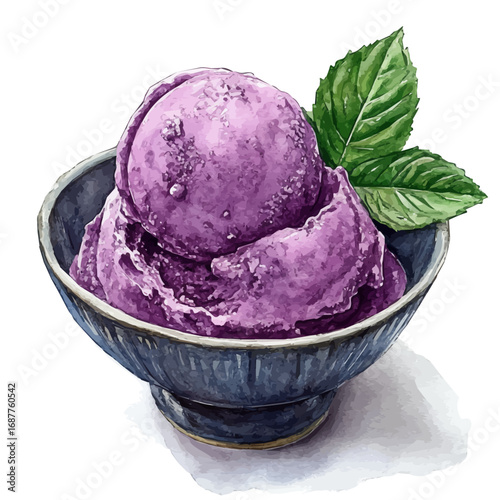 Sorbet, watercolor illustration vector, isolated on a white background.