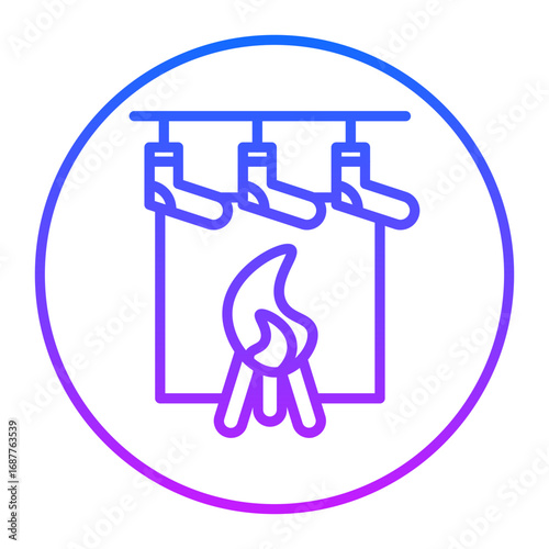 Fireplace Stockings Vector Icons