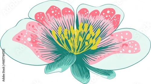 An abstract vector illustration of a pink spring flower blossom for a floral nature background design