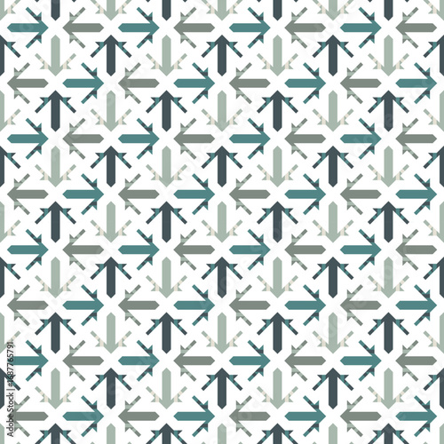 Arrows seamless pattern. Simple geometric surface print. Repeating pointers geometric ornament. Minimal geo modern background. Vector abstract digital paper