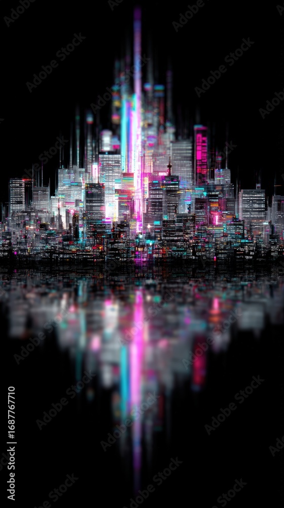 Obraz premium Glitch art poster with rgb channel splits and pixel distortion