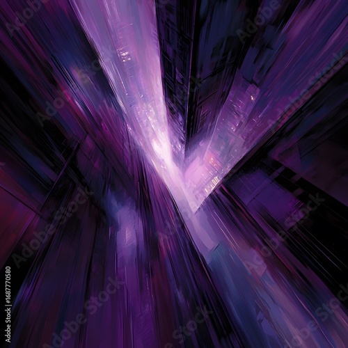 Abstract Purple Cityscape Painting Digital Art Futuristic Metropolis