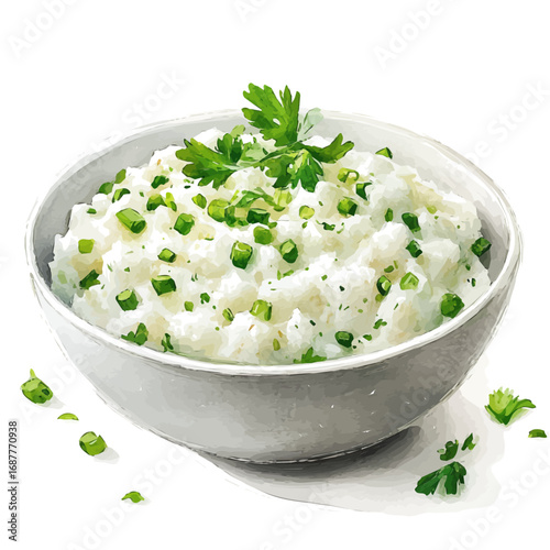 Risotto, watercolor vector, isolated on a white background.