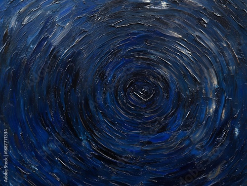 Abstract Blue Swirl Painting, Deep Ocean Vortex Texture
