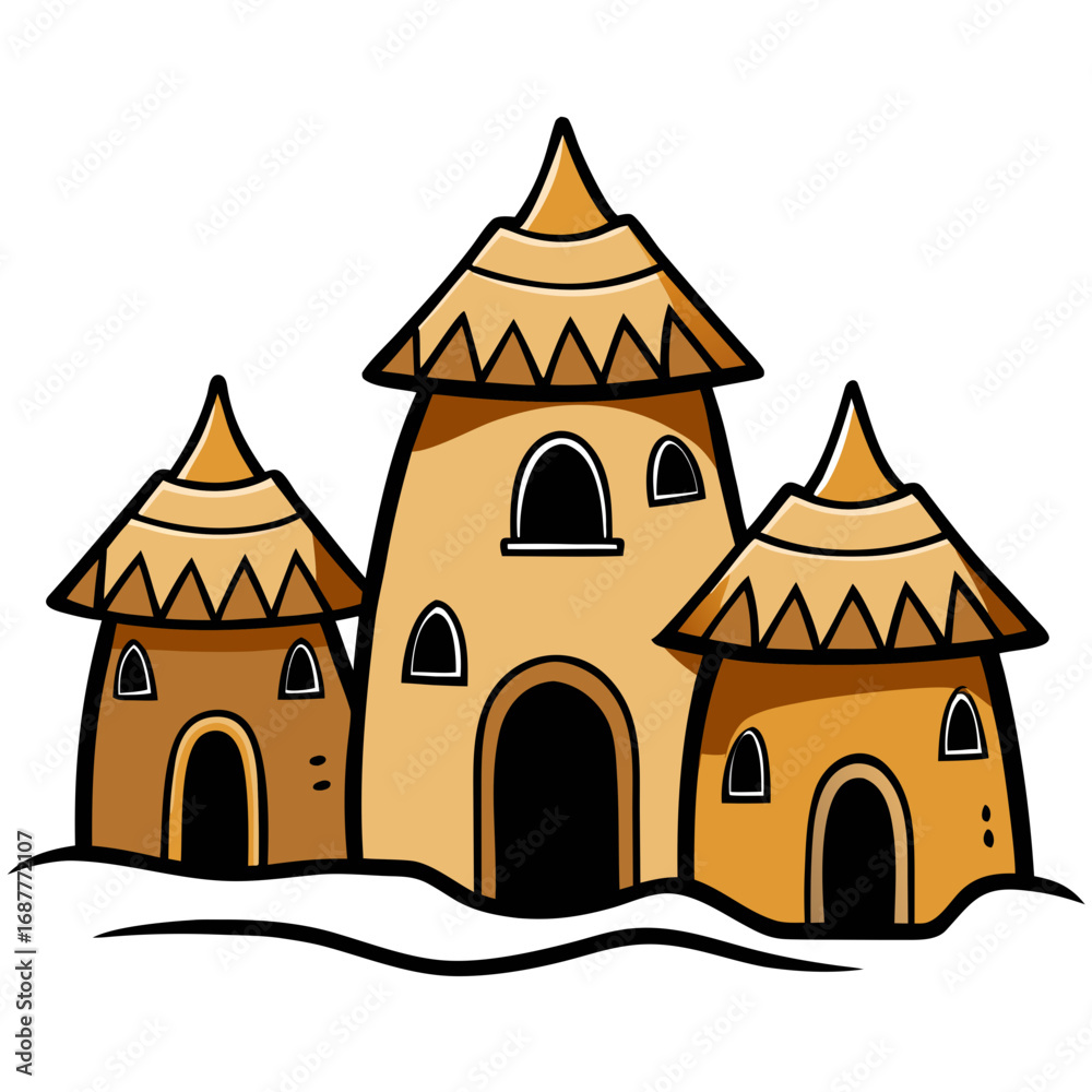 Fototapeta premium creative details Mud houses Vector Illustration