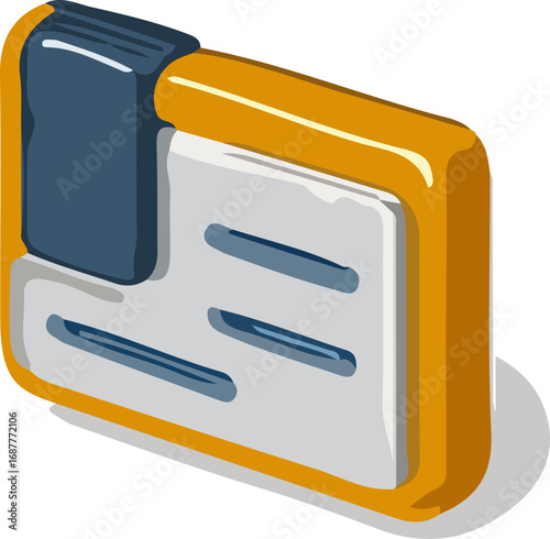 A stylized graphic icon of a yellow and blue desktop card index file for organizing information.