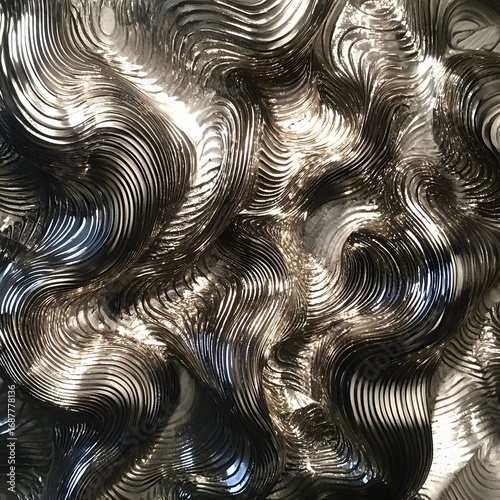 Abstract Metallic Wave Texture Background Silver Ripple Pattern Design