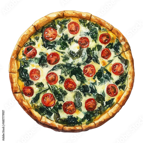 watercolor vector of Quiche, isolated on a white background.