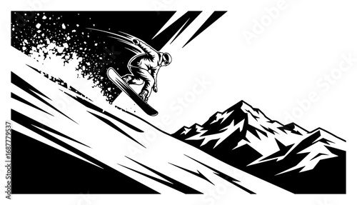 Snowboarder in action on a mountain winter sport vector