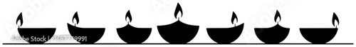Diwali diya lamp silhouette border for festival design