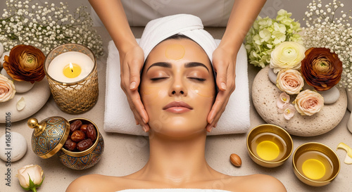 A Moroccan-Inspired Luxury Spa Experience with Argan Oil & Organic Skincare for beauty magazine covers, spa gift voucher designs, premium lifestyle campaigns, wellness retreat invitations