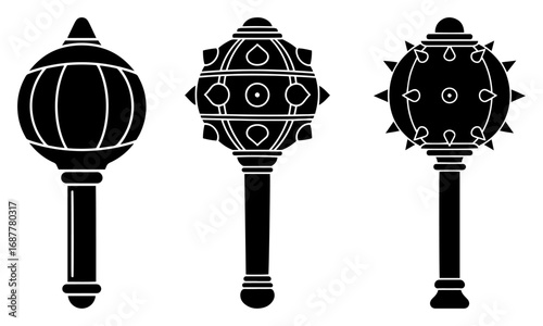 Hindu gada mace weapon silhouette collection