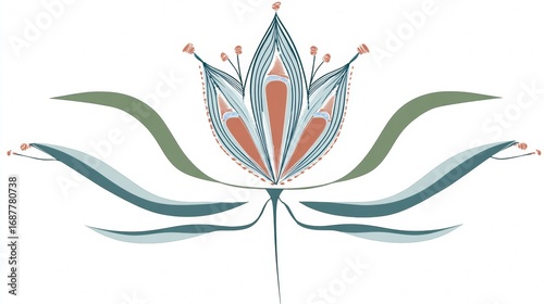 Vector illustration of a floral set with abstract flower, leaf, and butterfly elements for spring design