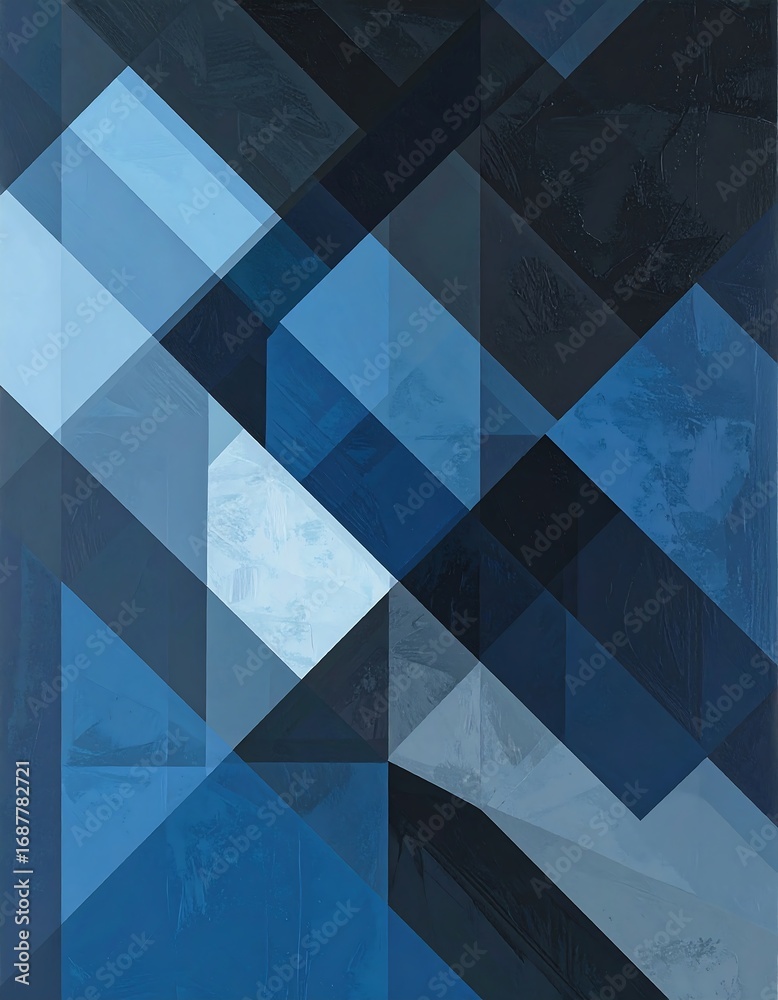 Obraz premium Abstract geometric pattern of overlapping triangles in shades of blue