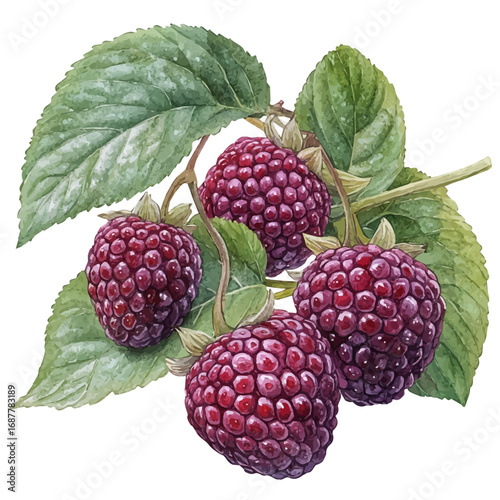 watercolor vector of Pulasan, isolated on a white background.