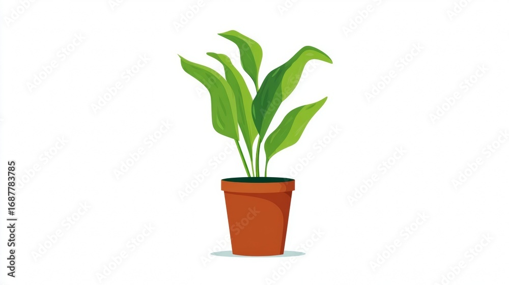 Fototapeta premium Illustration of a plant in a brown pot.