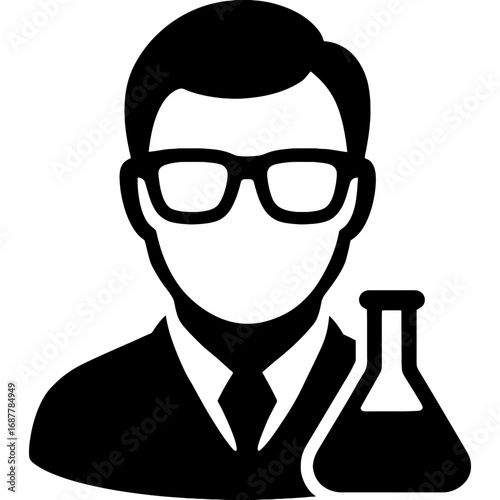 Minimalistic chemist silhouette on white background