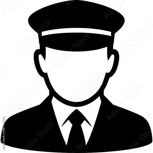 Minimalistic black silhouette of chauffeur
