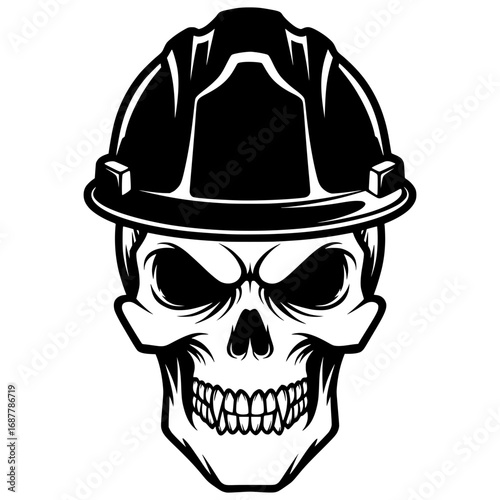 Angry Skull with Hard Hat, Skull SVG, Construction SVG, Worker SVG, Safety SVG