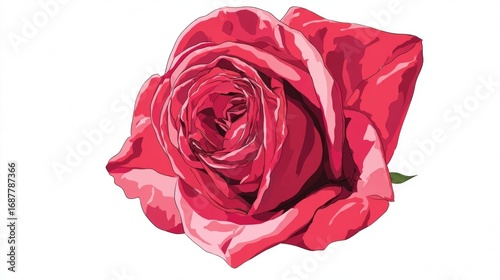 Beautiful single red rose flower isolated on white background for valentine romance love gift