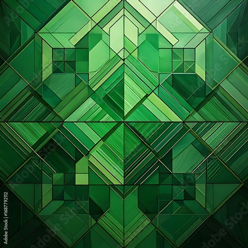 Geometric green stained glass pattern