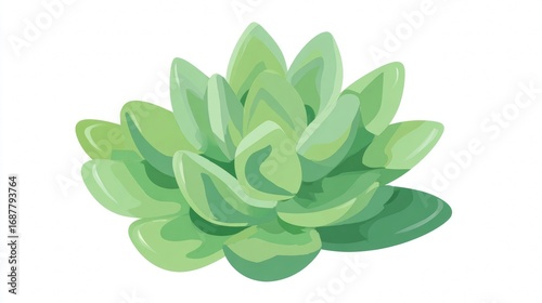 Green plant with leaves and flowers isolated on a white