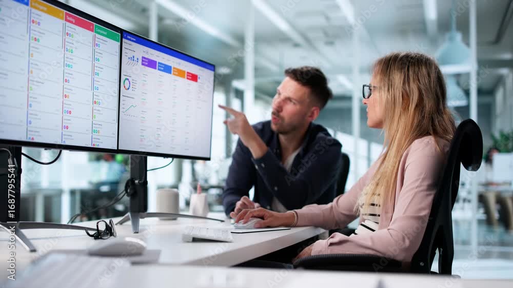 Business People Using CRM Software System