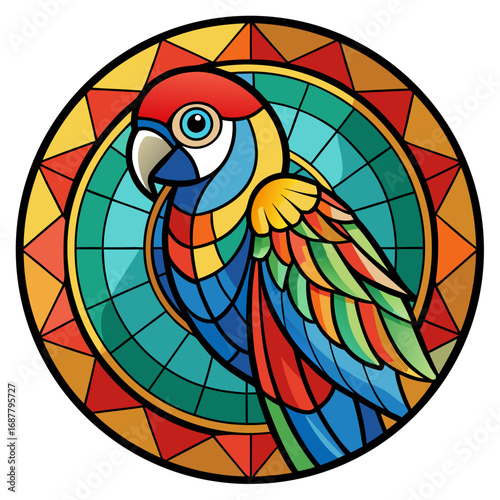 Multicolored stained glass macaw