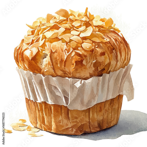 watercolor of Panettone, vector, isolated on a white background.