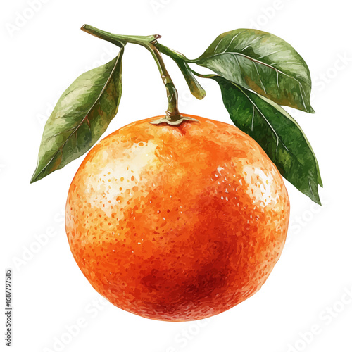 Orange, watercolor drawing vector, isolated on a white background.