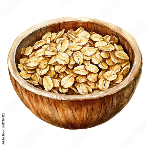 Oatmeal, watercolor painting vector, isolated on a white background.
