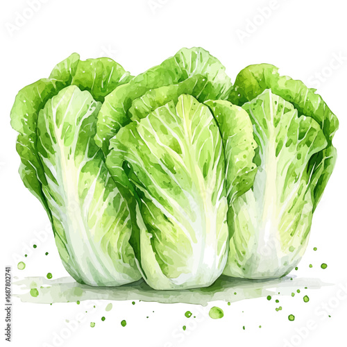 Napa Cabbage, watercolor painting vector, isolated on a white background.