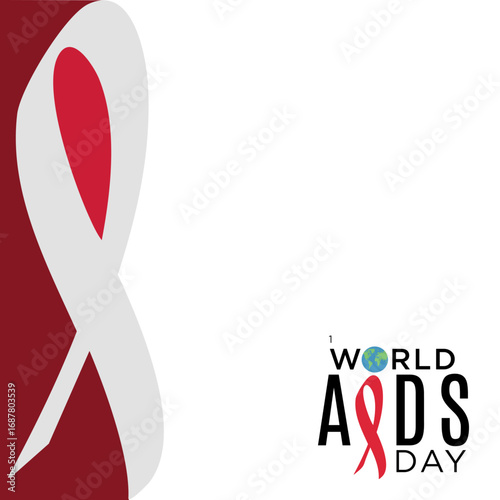 International World AIDS Day Banner with Red Ribbon