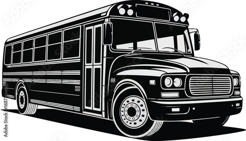 Vector of various black bus and car silhouettes from different angles