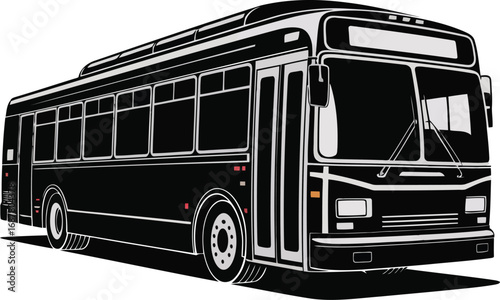 Vector of detailed black silhouette of a classic school bus