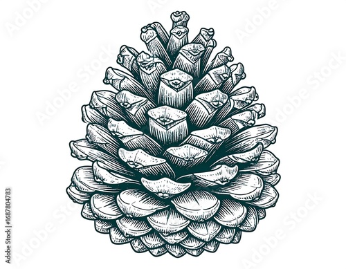 Detailed illustration of a pine cone