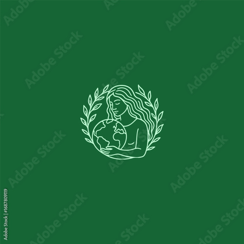 Gaia line art minimalist logo design.