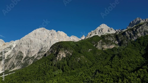 Albania, Europe. Aerial footage over Valbona Valley.