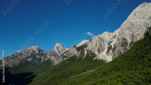 Albania, Europe. Aerial footage over Valbona Valley.