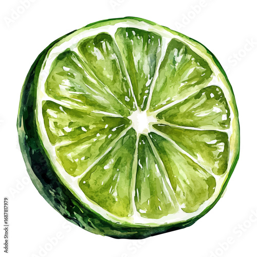 watercolor vector of Lime, isolated on a white background.