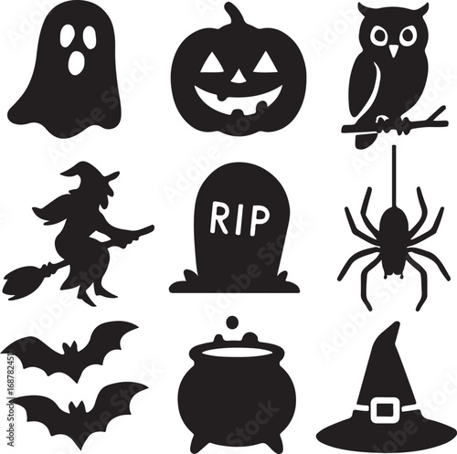 Spooky halloween silhouette with festive elements and dark atmosphere