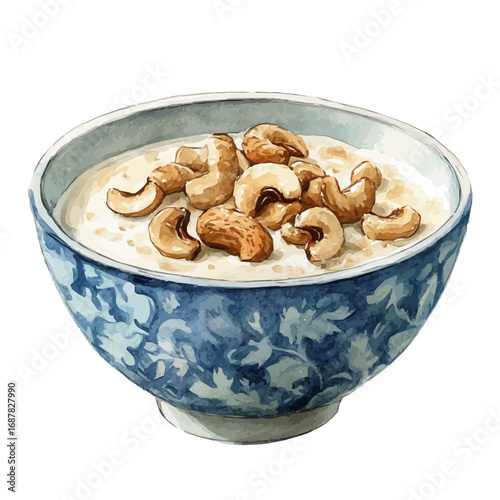 Kheer, watercolor clipart vector, isolated on a white background.