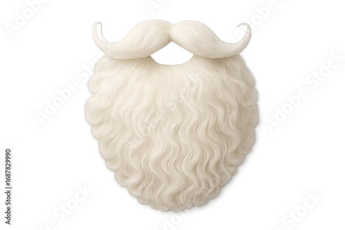 Long white santa claus beard and mustache on transparent background