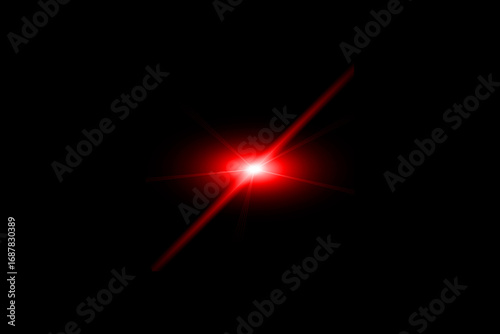 Red Lens Flare Isolated on Black Background