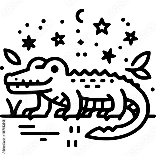 Krokodil Linienkunst Icon - 7