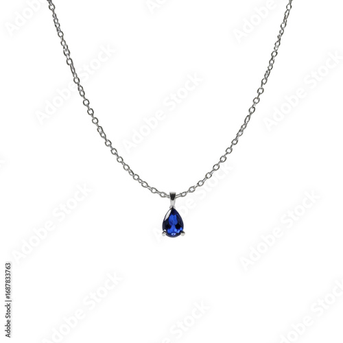 Wallpaper Mural Delicate silver necklace with a sapphire pendant isolated Torontodigital.ca