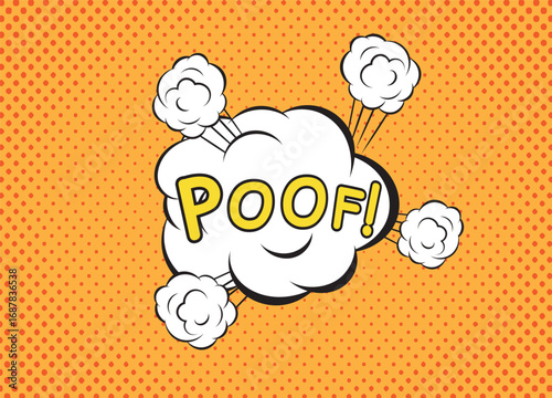Comic pop art style with poof text vector illustration